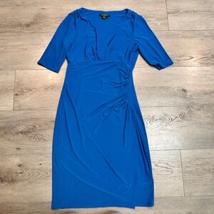 Lauren Ralph Lauren Dress Sheath‎ Ruched Cocktail Party Blue Size 8 Medium